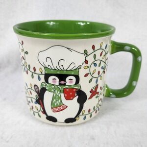 Winter Whitney Penguin Christmas Lights Chef Hat Scarf Cocoa Mug Temptations